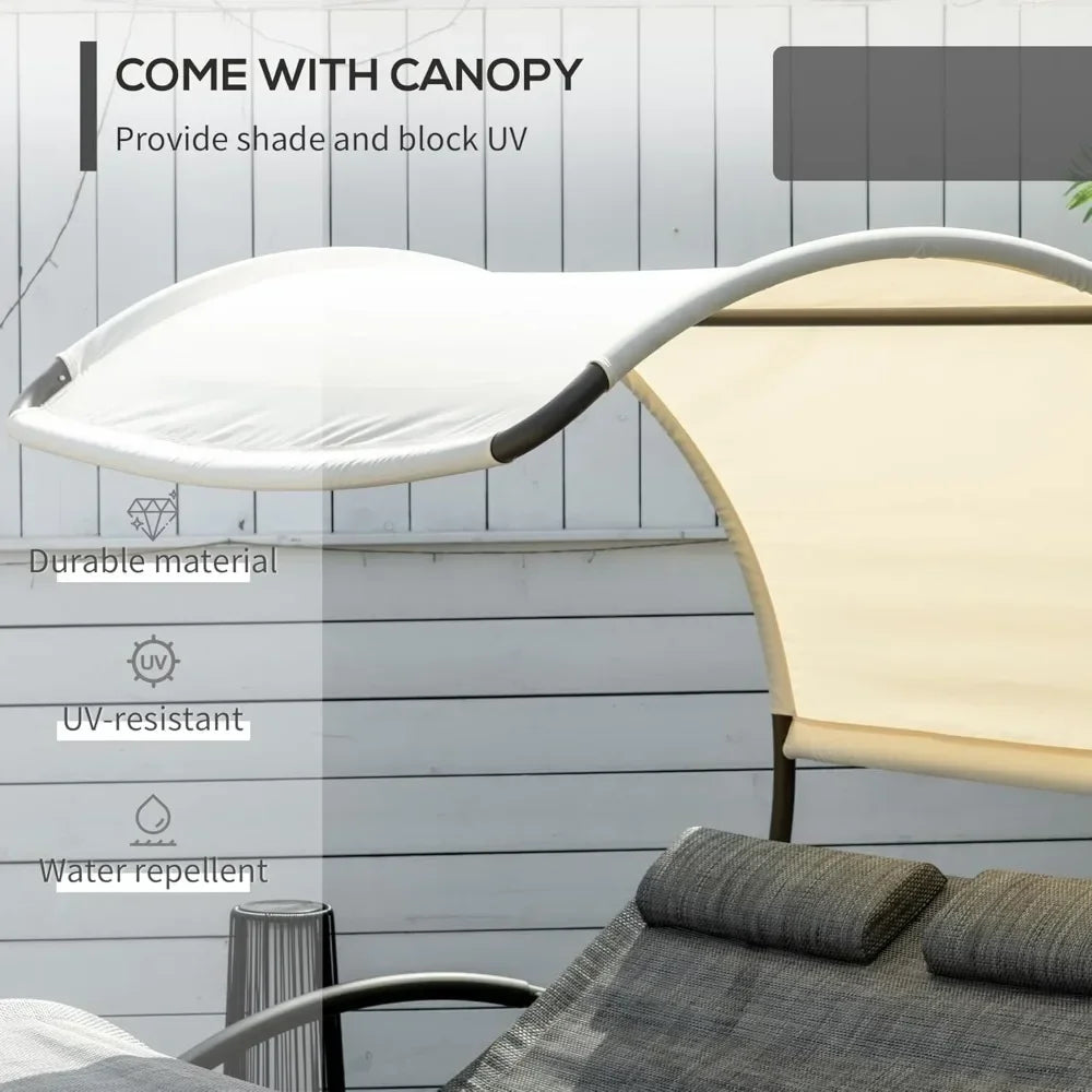 HUANZHUANG Outdoor Double Chaise Rocking Chair Day Bed