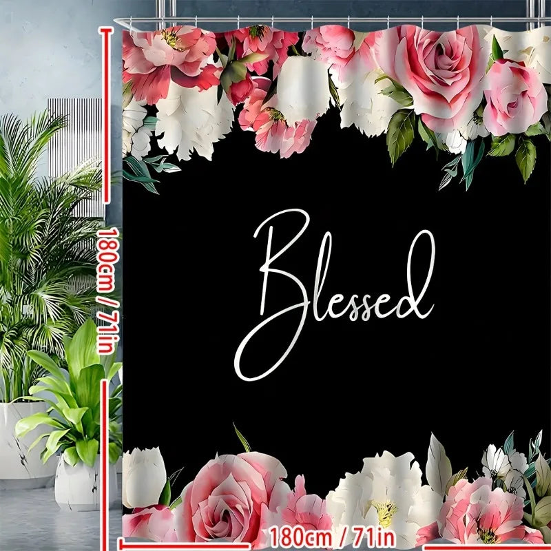 Warm Welcome Decor Flowers On White Shower Curtain Set