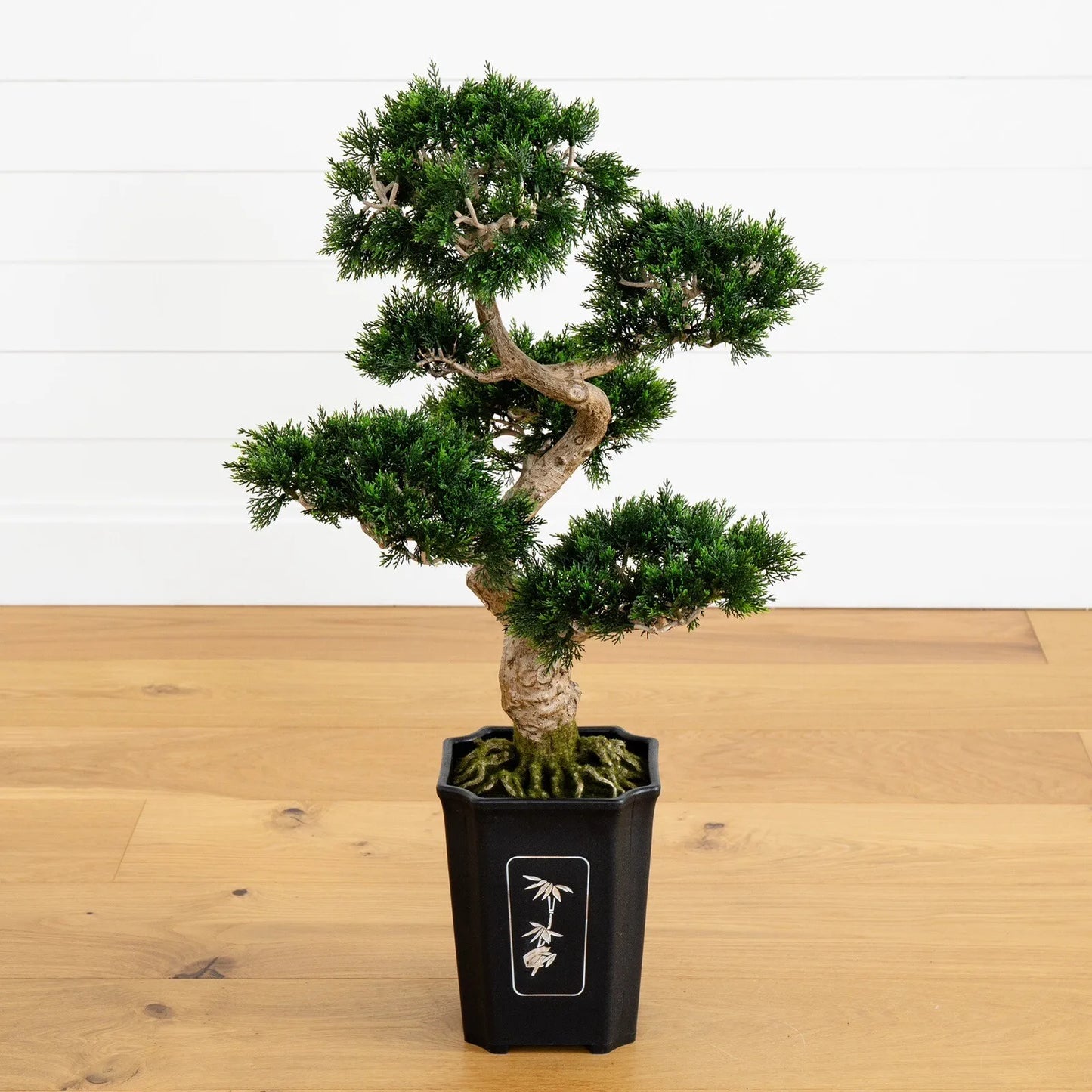 Nearly Natural Artificial Cedar Bonsai In Square Black Vase