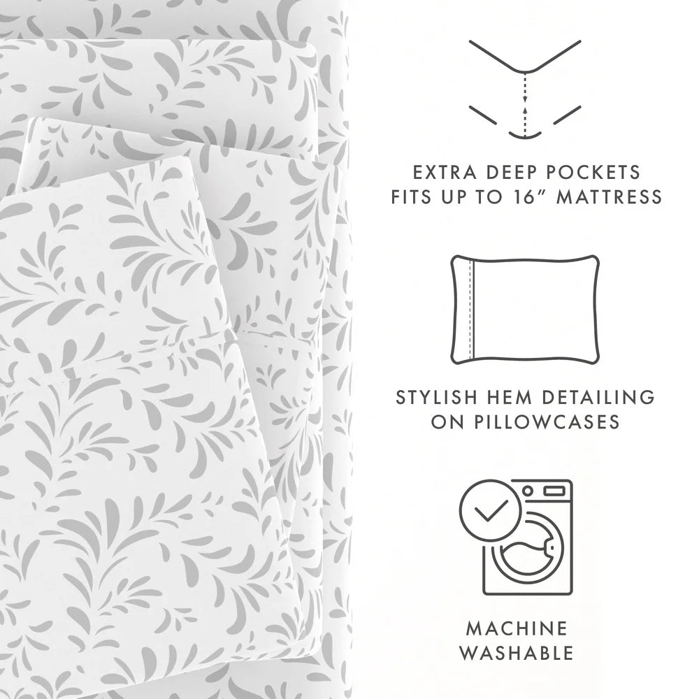 DUTRIEUX Microfiber 4 Piece Deep Pocket Bed Sheet Set