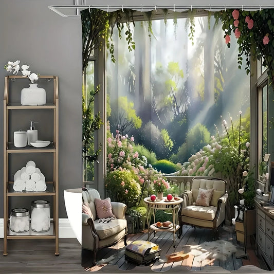 Warm Welcome Decor Romantic Flower Shower Curtain Hooks