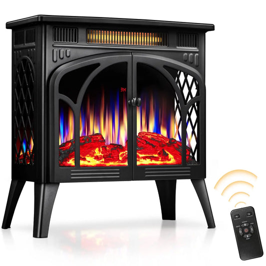 YUKOOL Portable Electric Fireplace Heater with Realistic Flame Effect