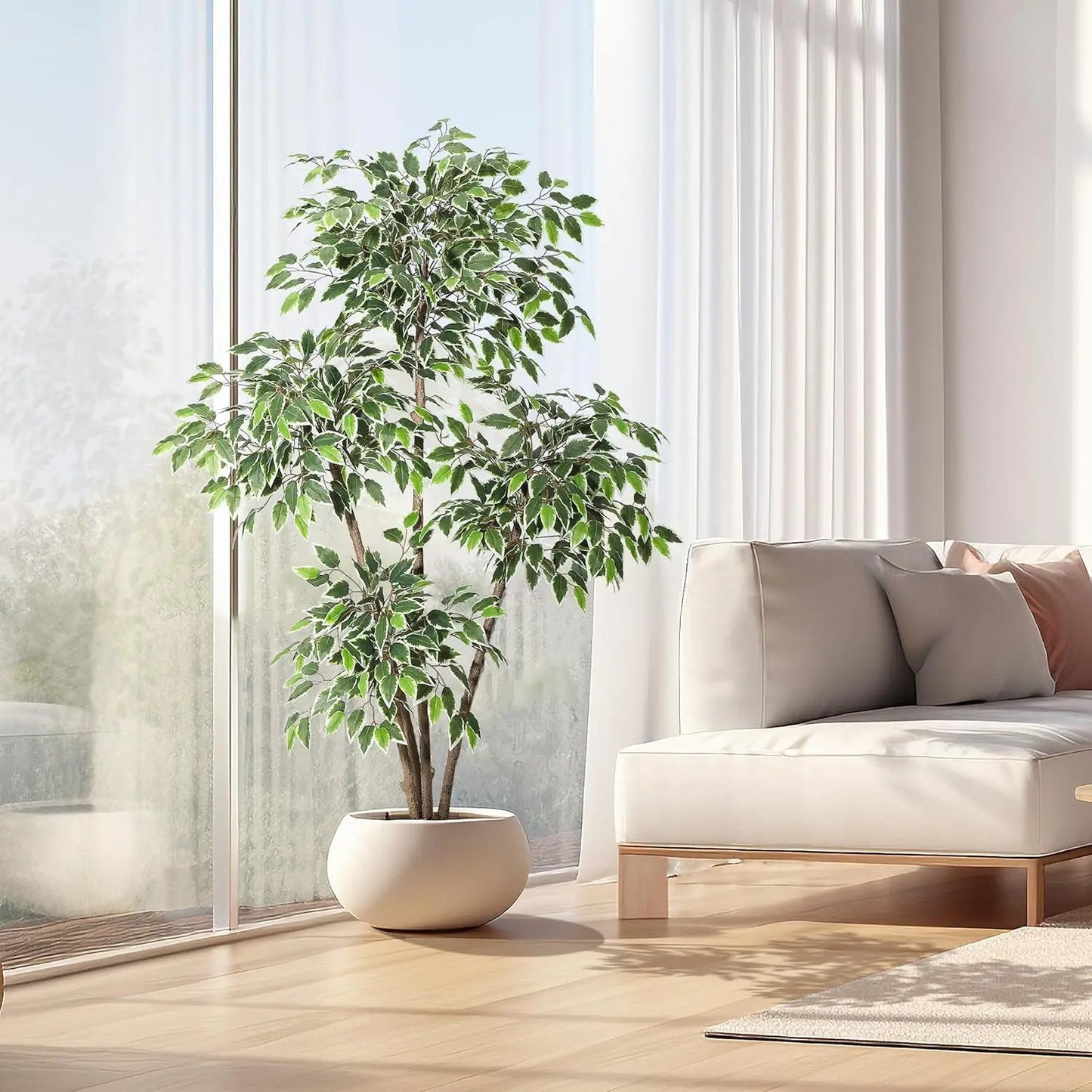 HiMISSCN Artificial Ficus Tree Tall Faux Indoor Plant