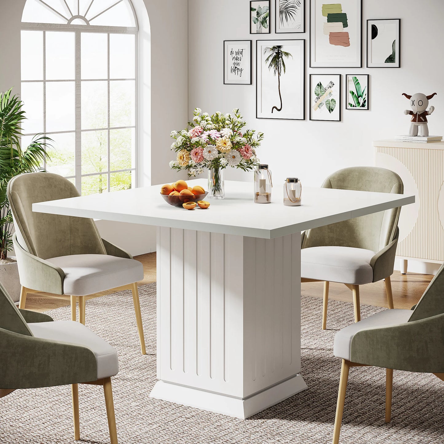 Tribesigns Square Dining Table With Placemats Seats Four