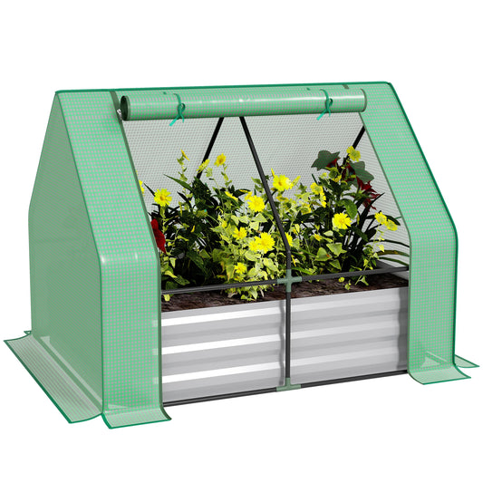 Outsunny Steel Raised Garden Planter Kit With Greenhouse