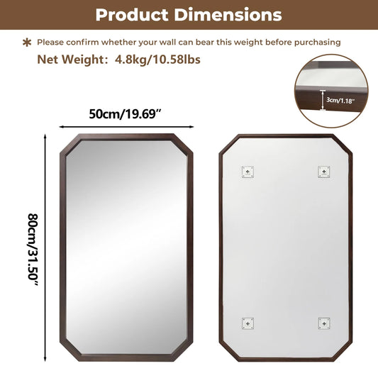 Hign-Concerned Irregular Octagon Wall Mirror Wood Frame