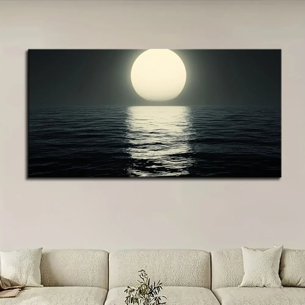 Hign Concerned Elegant Moon Ocean Landscape Wall Art Print