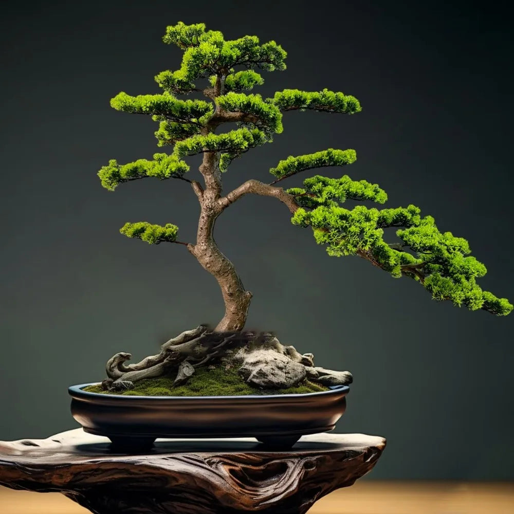 Artificial Bonsai Tree Juniper Faux Plant with Ceramic Pot