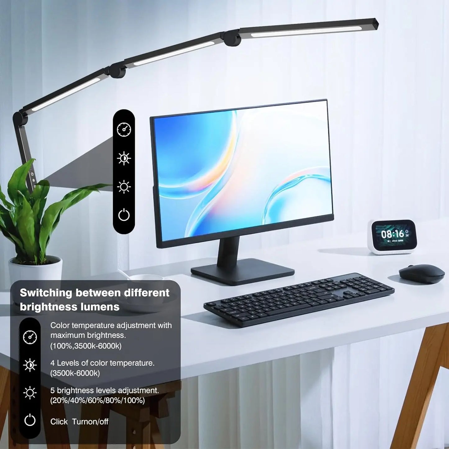 Aiopp LED Desk Lamp With Clip Multi Angle Flexible Office
