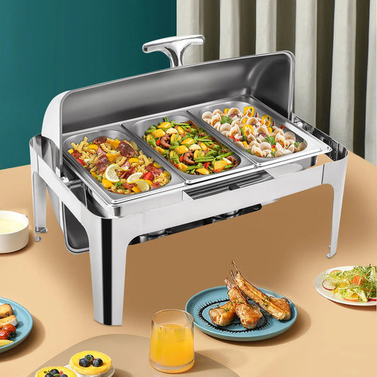 Roll Top Chafing Dish - Rectangular Buffet Server Set