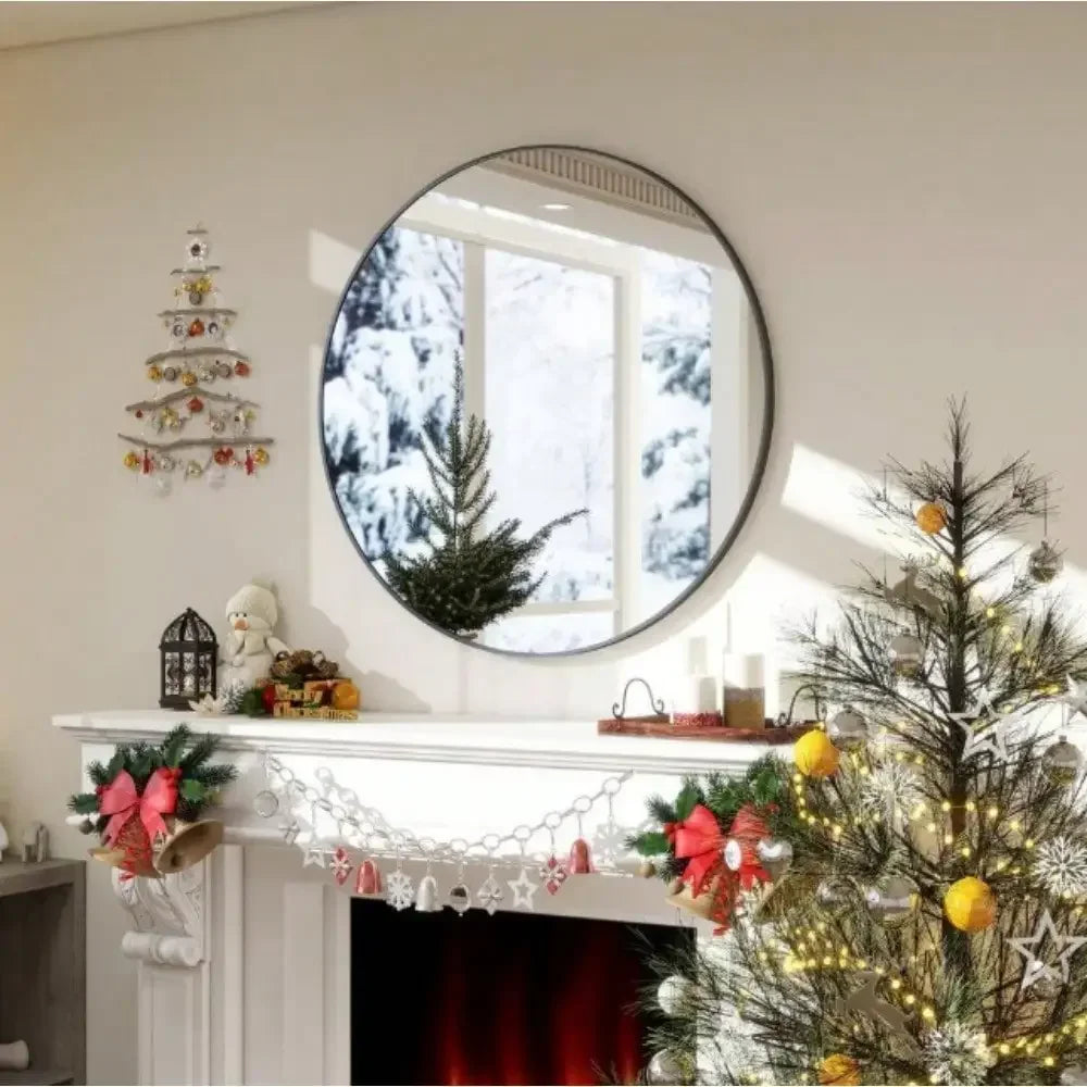 Hign-concerned Round Aluminum Wall Mirror With Simple Frame