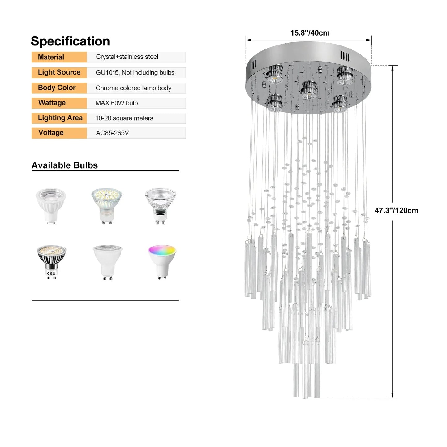 GreeLustr Crystal Droplight LED Pendant Light Modern