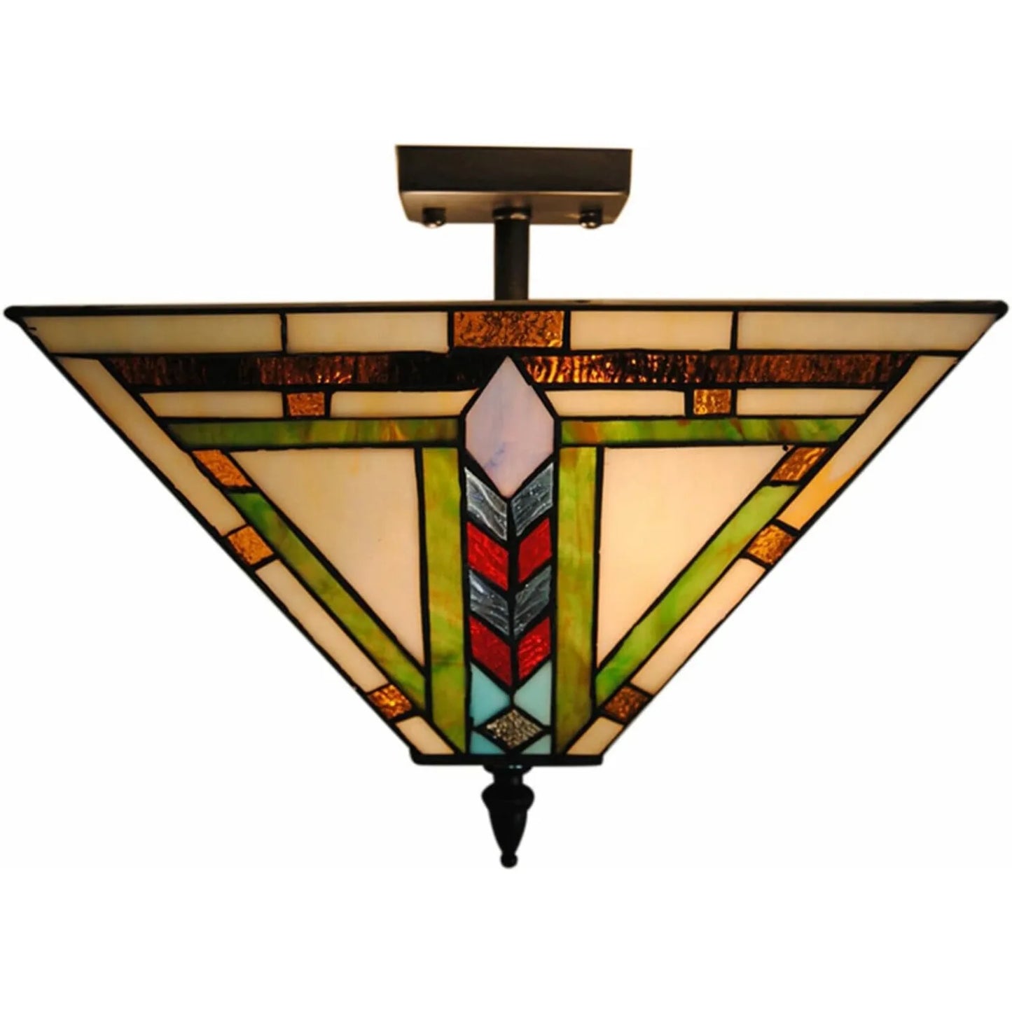 Tiffany Mission Style Semi Flush Ceiling Light Two Light