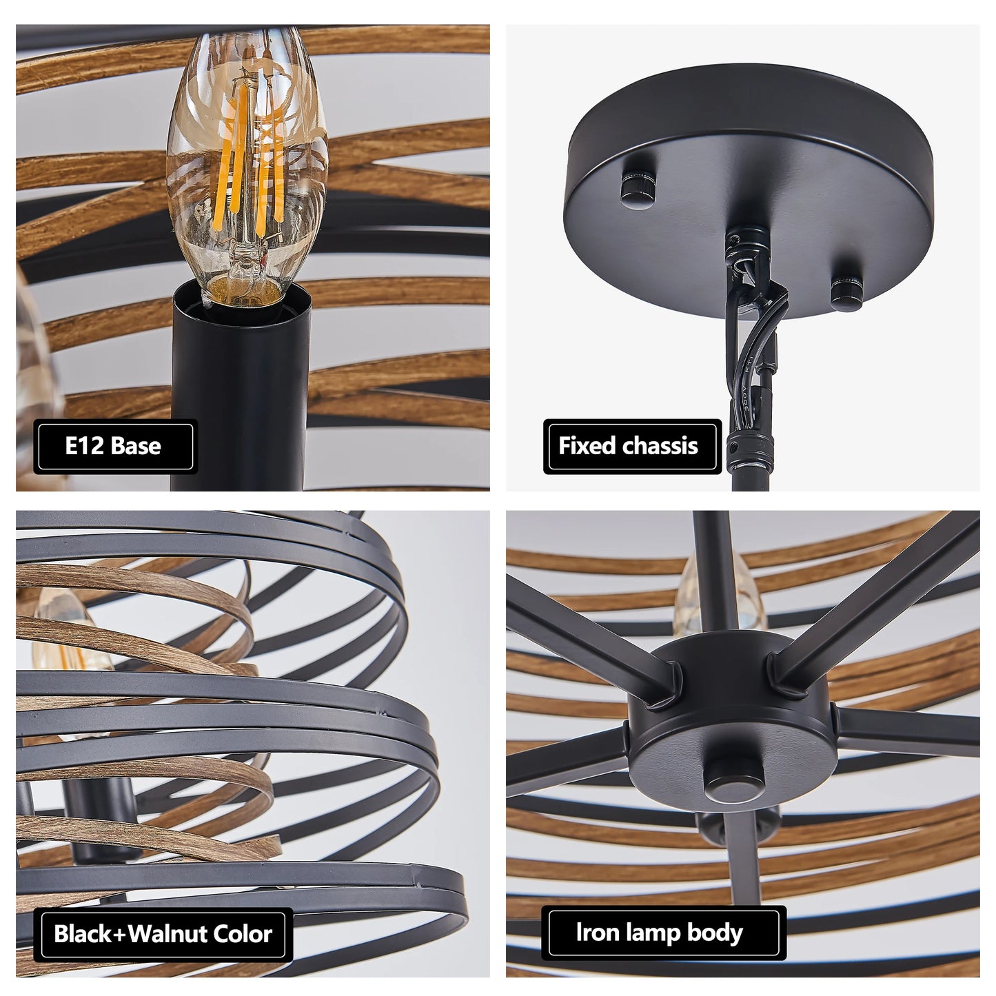 ARLGSITE Rustic Industrial Pendant Light 3-Light Chandelier