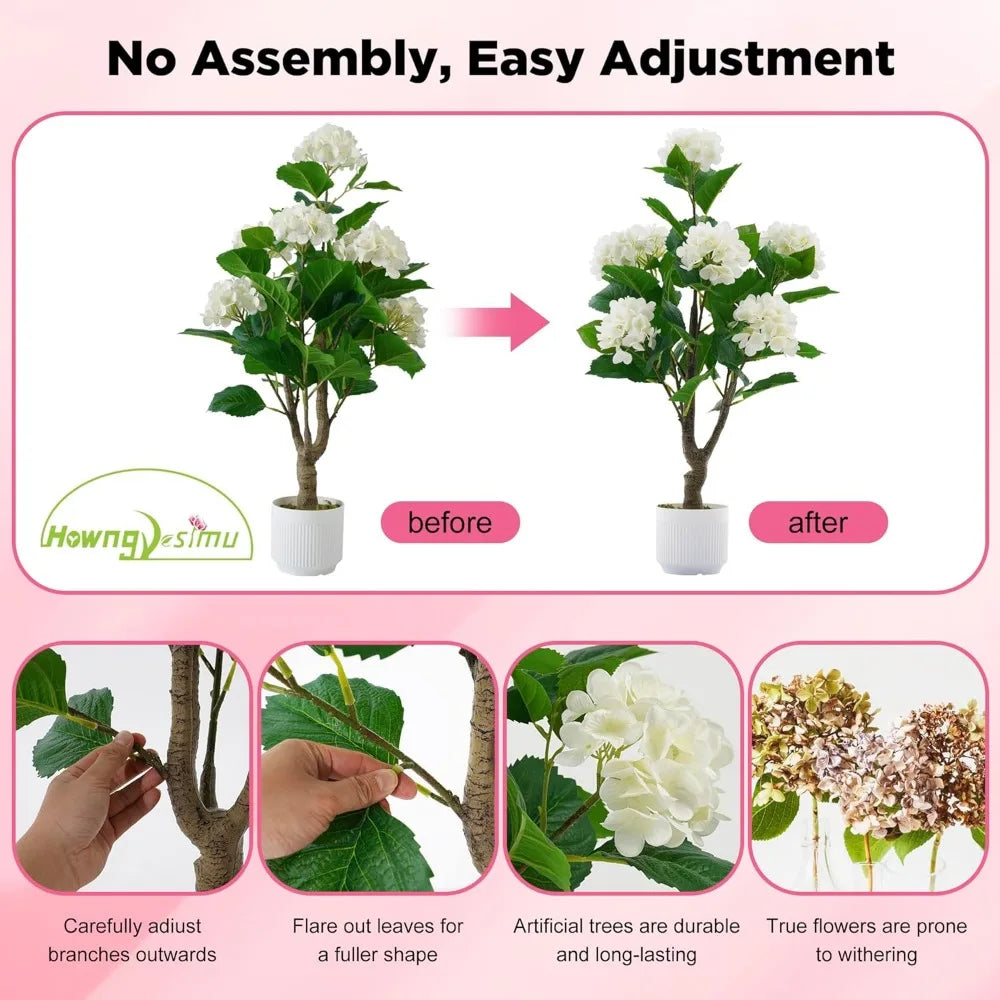 Artificial Hydrangea Tree 2 Pack Faux Plant Indoor Outdoor