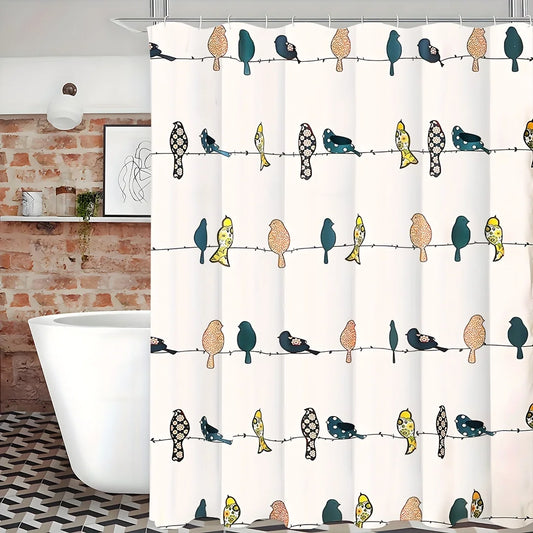 Warm Welcome Decor Birds Shower Curtain Floral Pattern