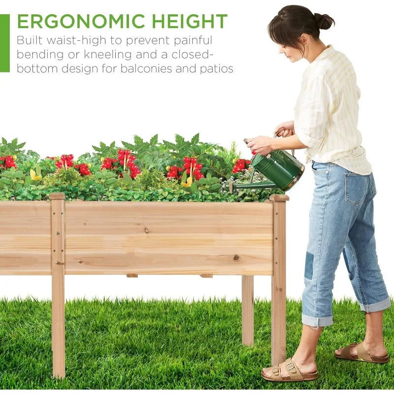 XMSJ Raised Garden Bed Wood Planter Box Stand Outdoor