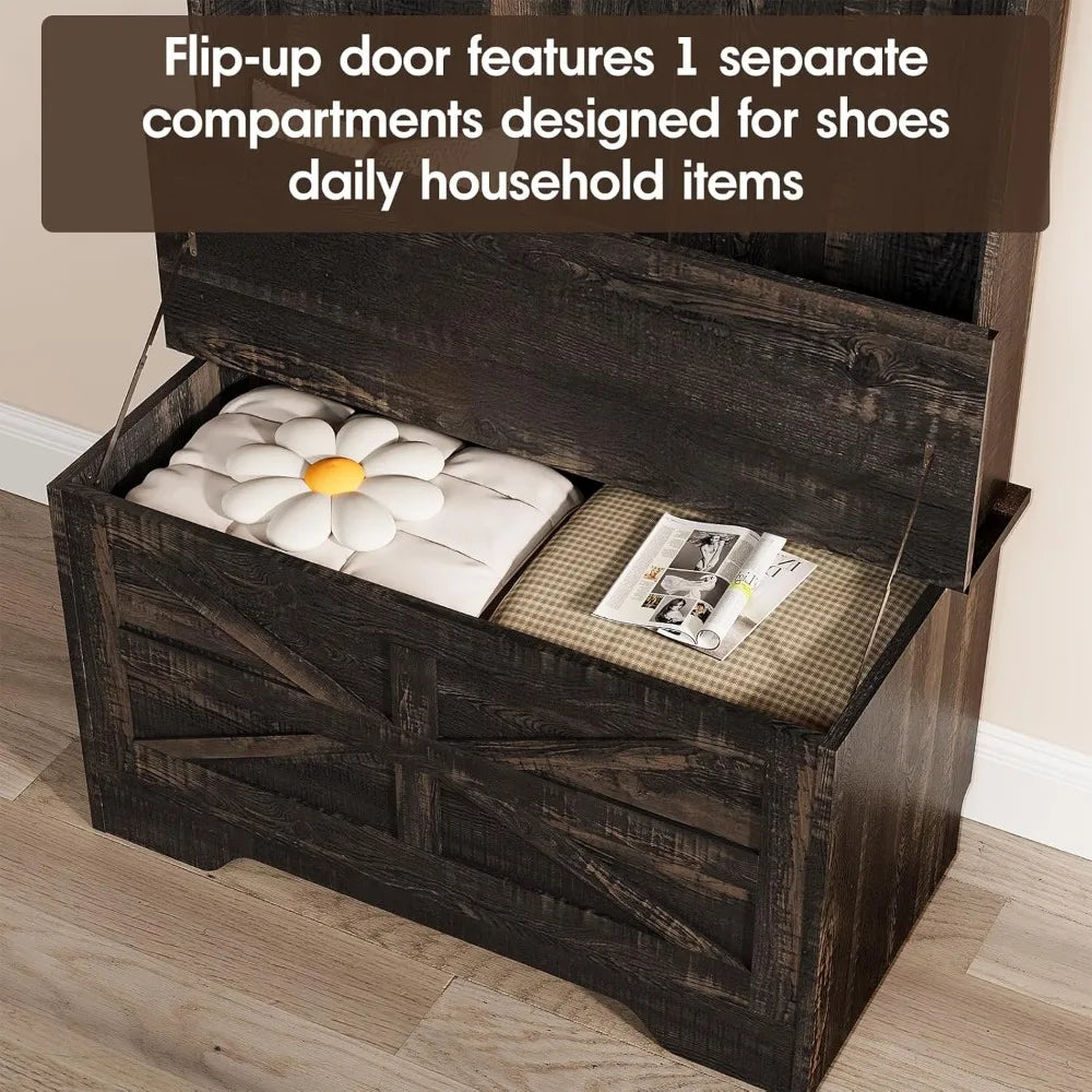 DAFIFY Hall Tree With Storage Bench 4 in 1 Coat Rack