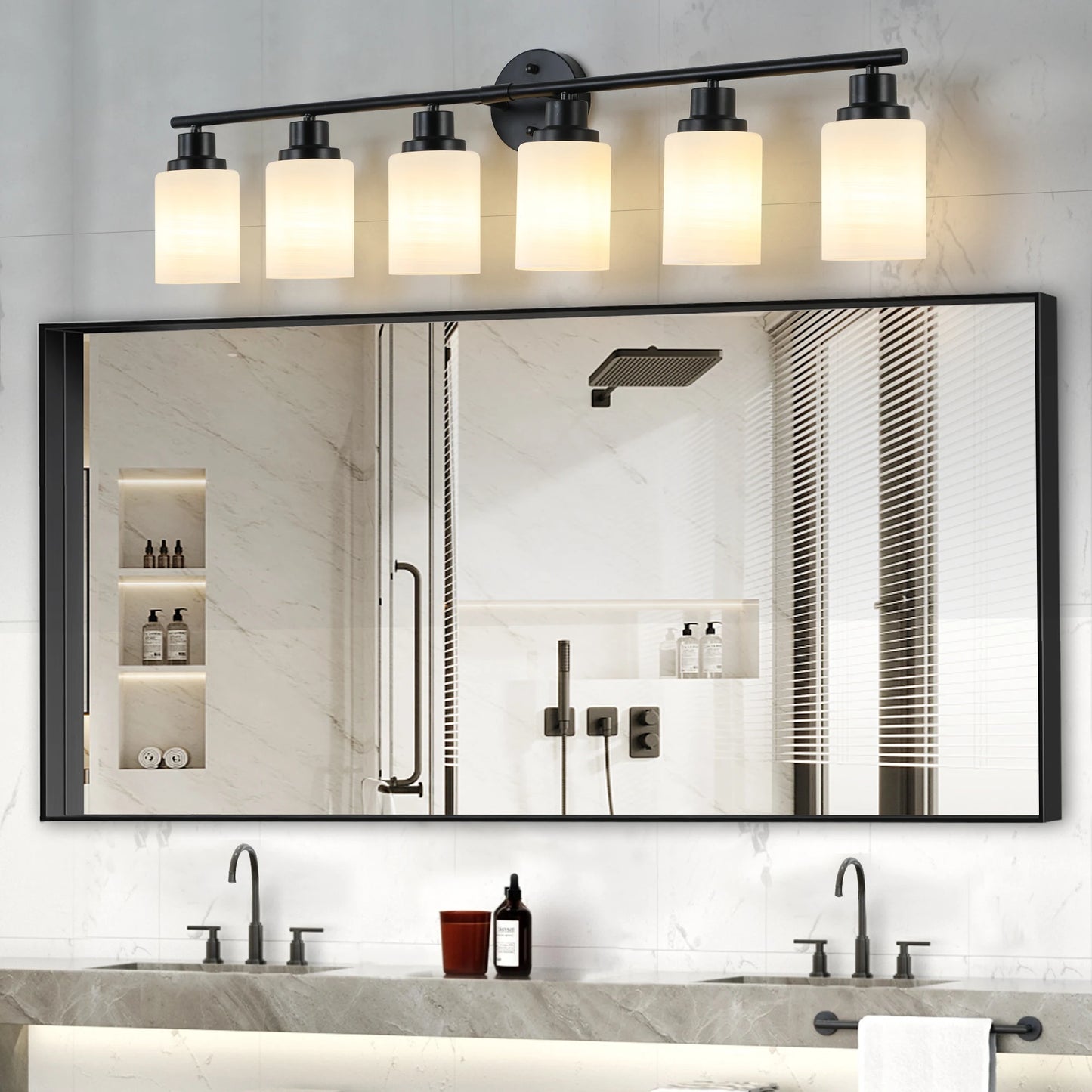 Modern Vanity Wall Light With Frosted Glass Lampshades