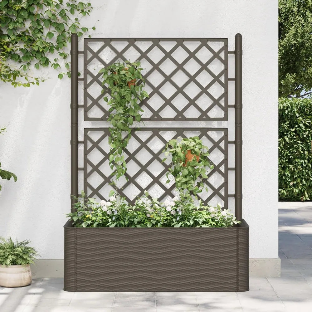 JIAOYING Garden Raised Bed Trellis Self Watering Planter