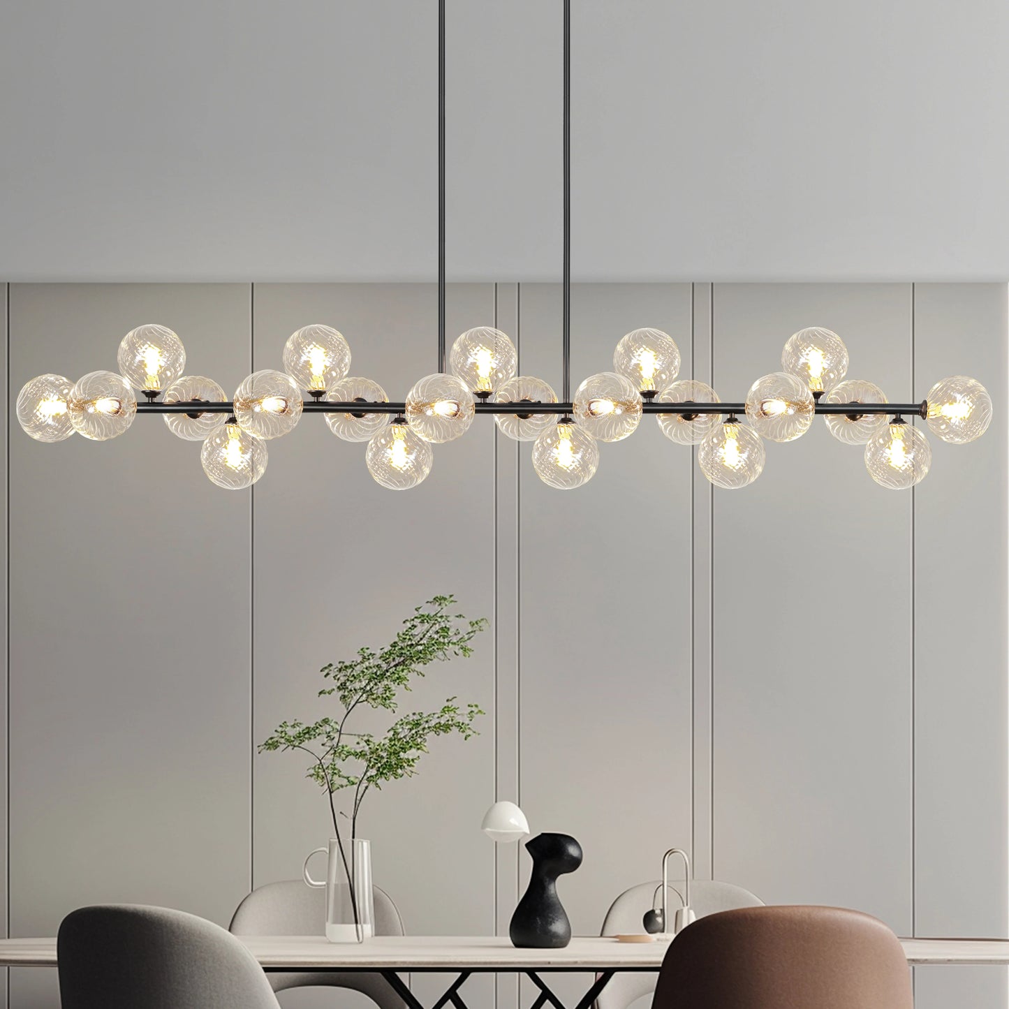 Sputnik Chandelier 21 Lights Bubble Glass Semi Flush Mount