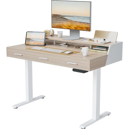 Fezibo Electric Standing Desk With Drawers Adjustable