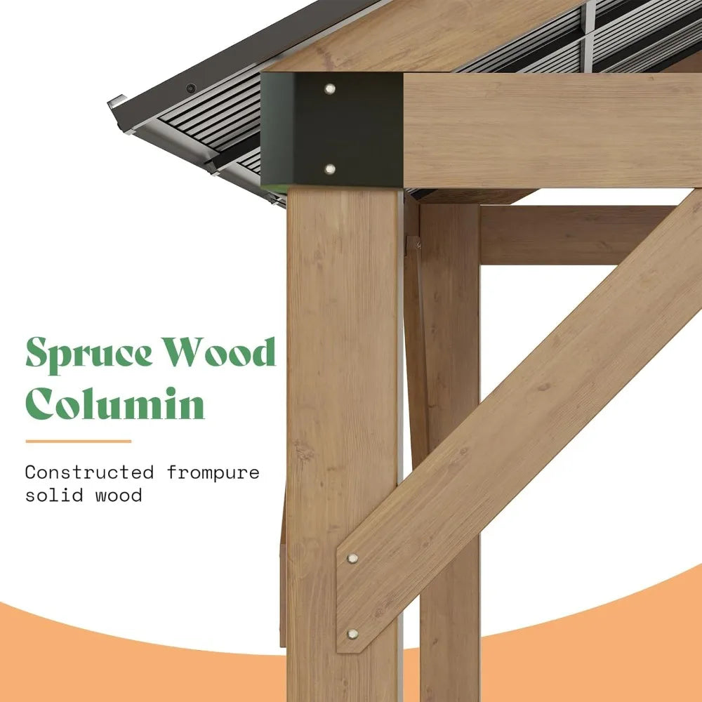 Feature Wood Gazebo With Bar Storage And Steel Gable Roof