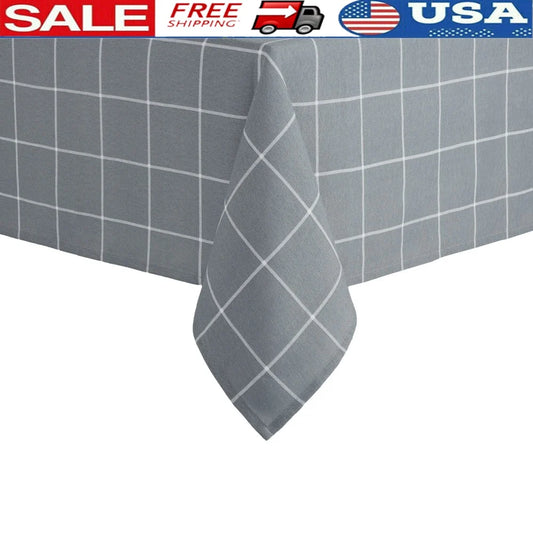 Warm Welcome Decor Windowpane Tablecloth Cotton Blend