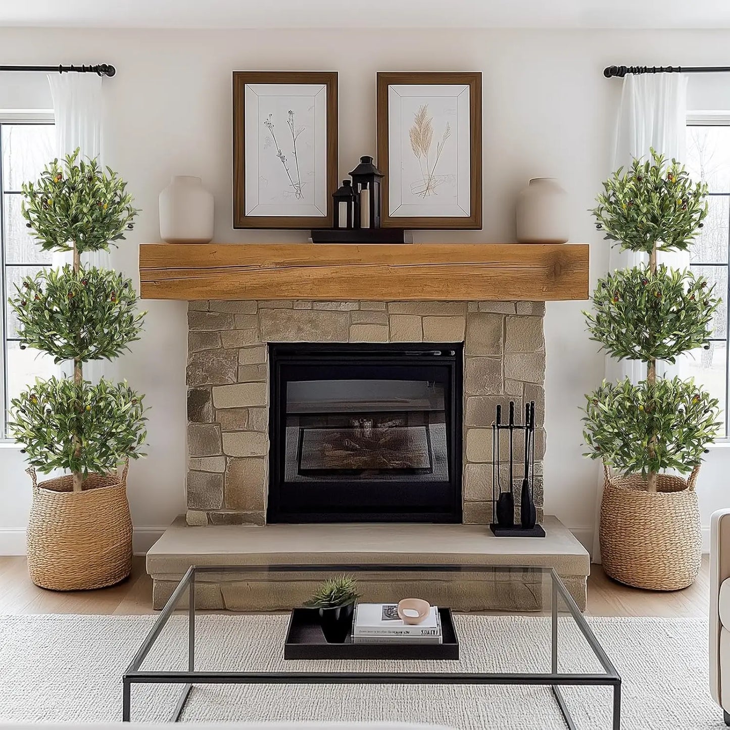 HiMISCN Artificial Olive Tree Indoor Faux With Planter