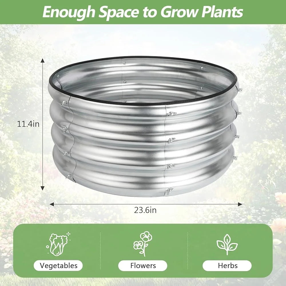 XMSJ Galvanized Raised Garden Bed Kit Outdoor Metal Planter