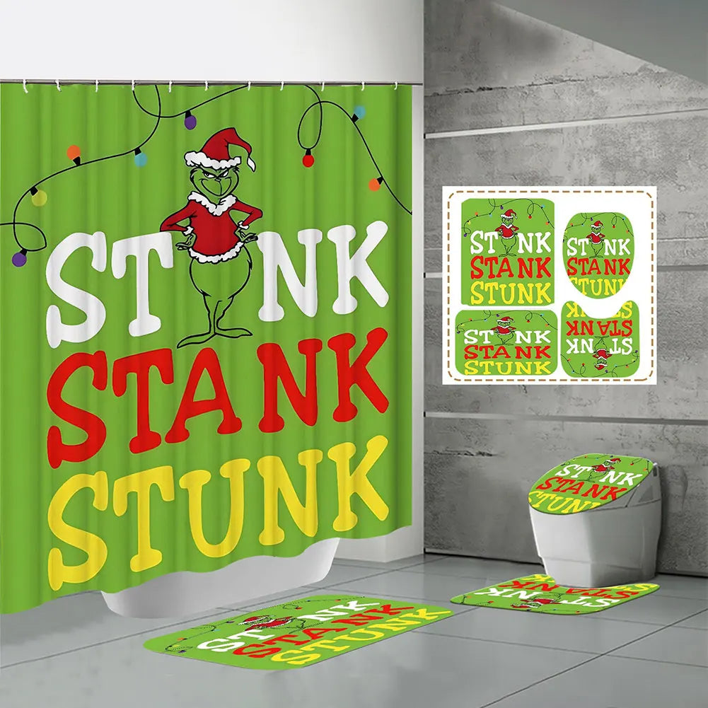 Warm Welcome Decor Christmas Snowman Shower Curtain Set Rugs