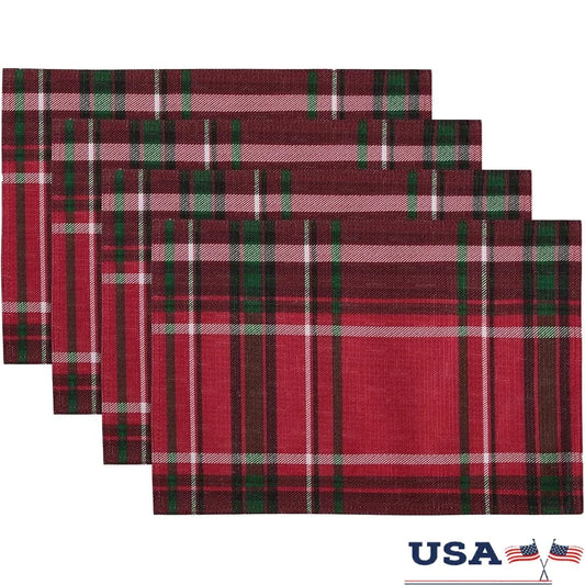 Warm Welcome Decor Rustic Plaid Christmas Table Placemats