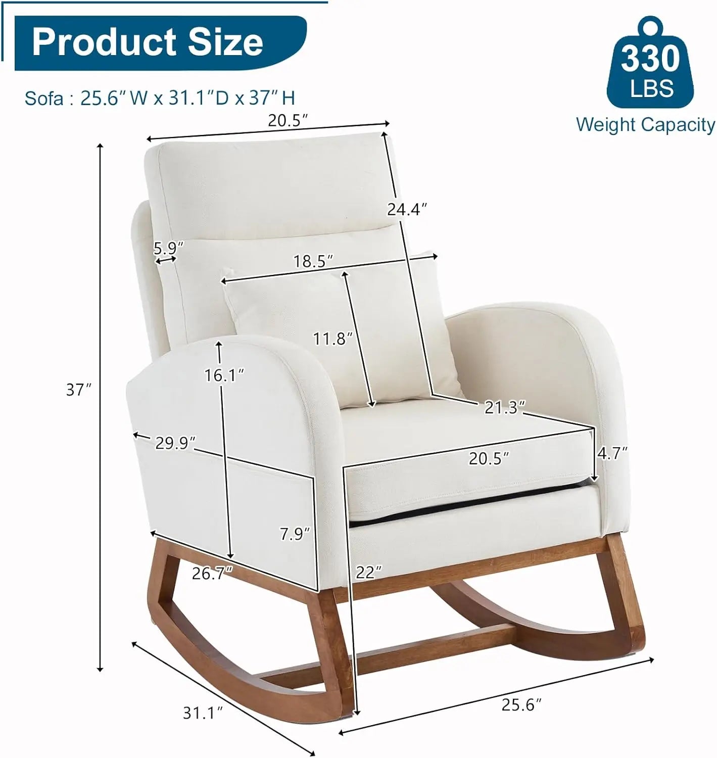 XMSJHign-concerned Nursery Rocking Chair Upholstered Glider