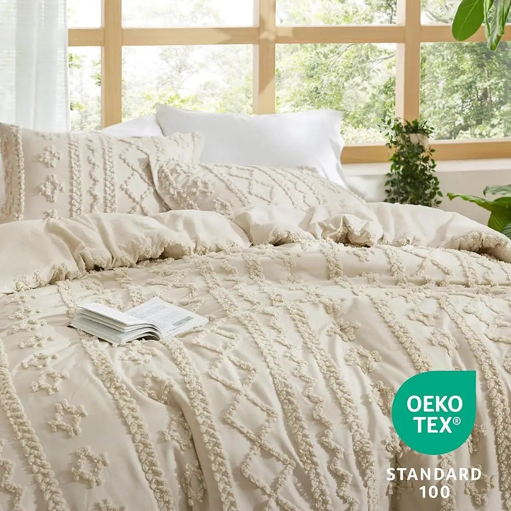 DUTRIEUXCN Tufted Embroidered Comforter Set 3 Piece Bedding