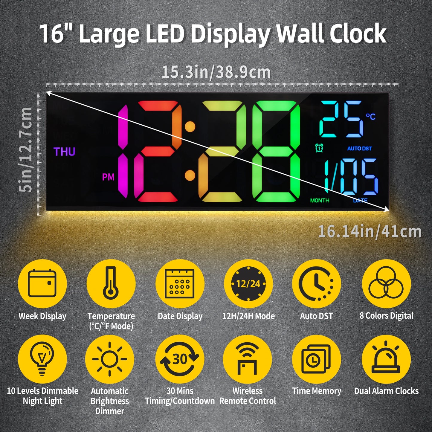 Warm Welcome Decor Digital Wall Clock Remote Temperature