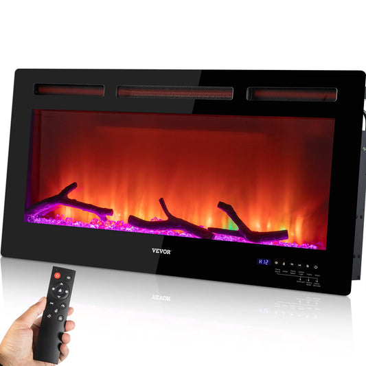 VEVOR 1500W Electric Fireplace Recessed Wall Mount Heater