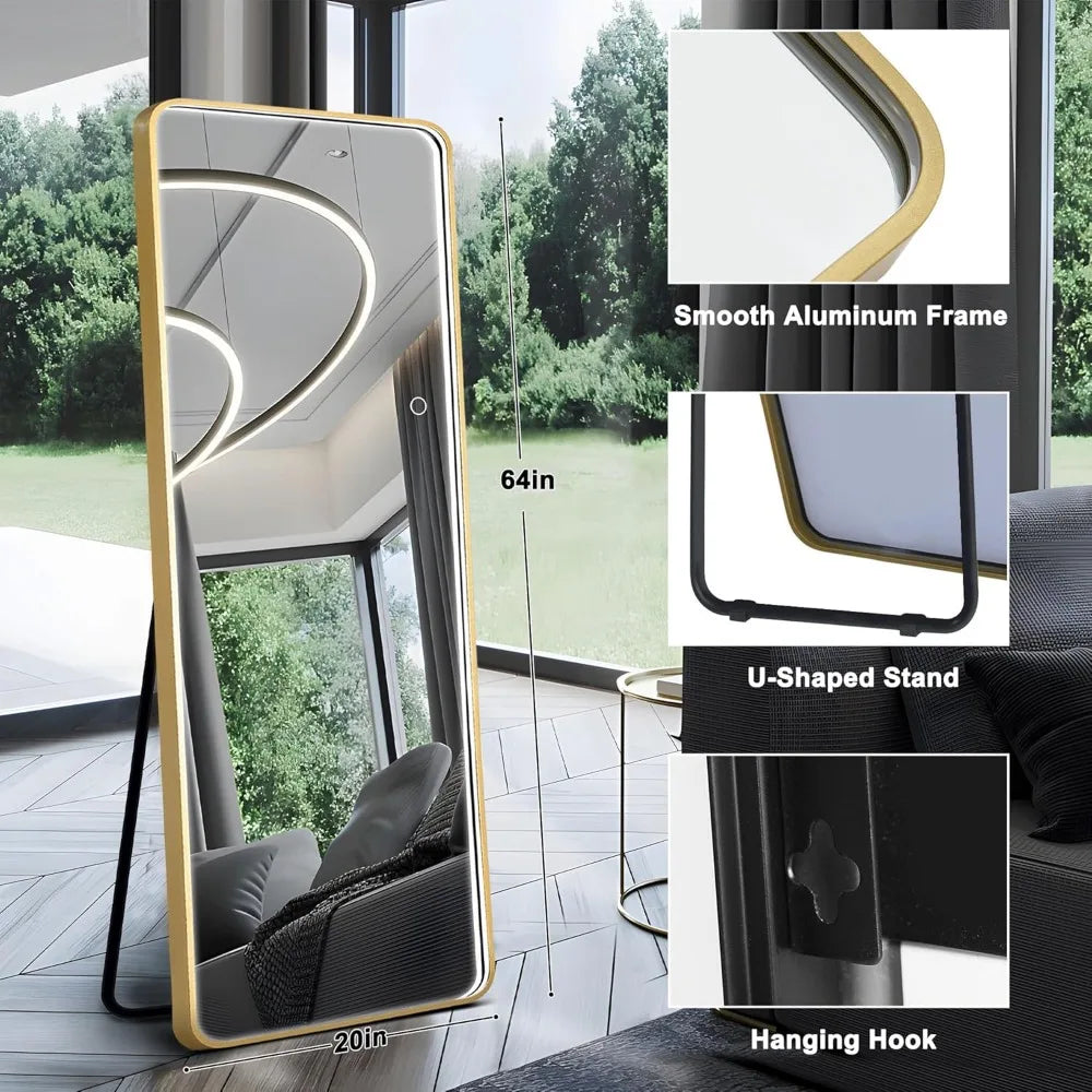 Hignconcerned LED Mirror With Stand And Dimmable Lights