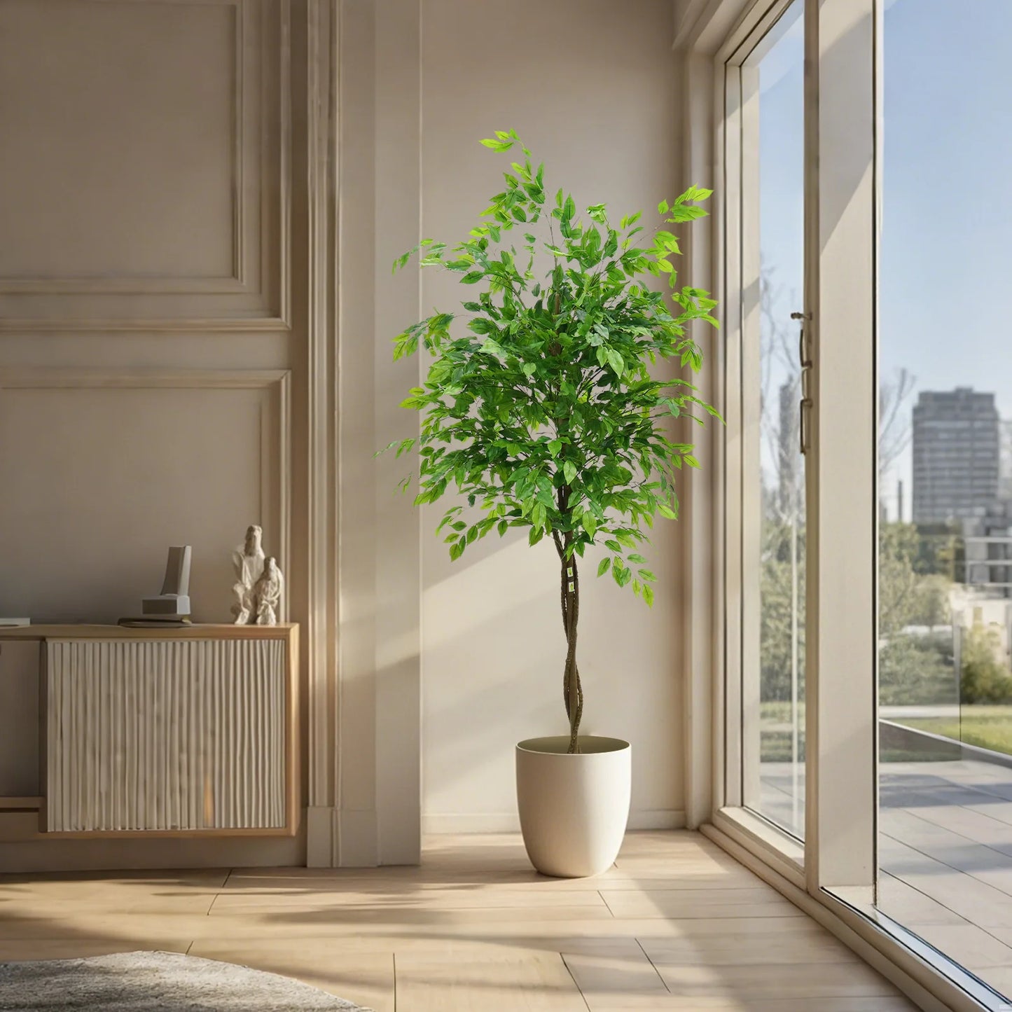 HiMISSCN Artificial Ficus Tree In Planter Realistic