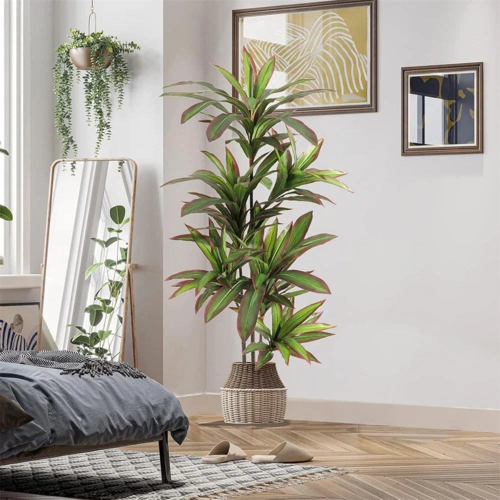 HiMISCN Artificial Dracaena Plant Fake Tree In Pot Decor