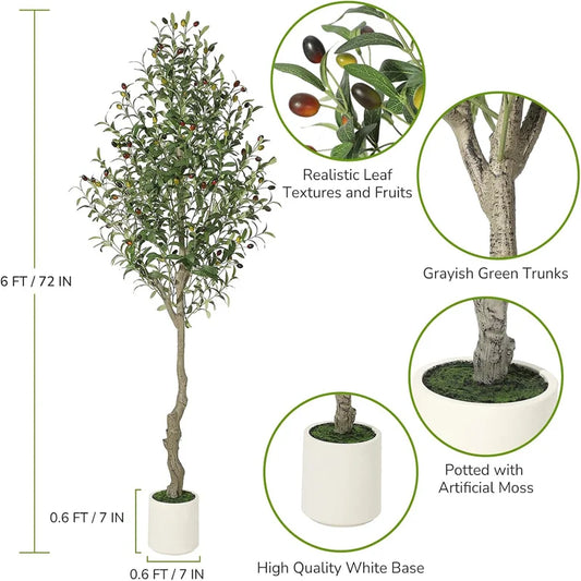 HiMISSCN Faux Olive Tree Lifelike Indoor Planter Moss