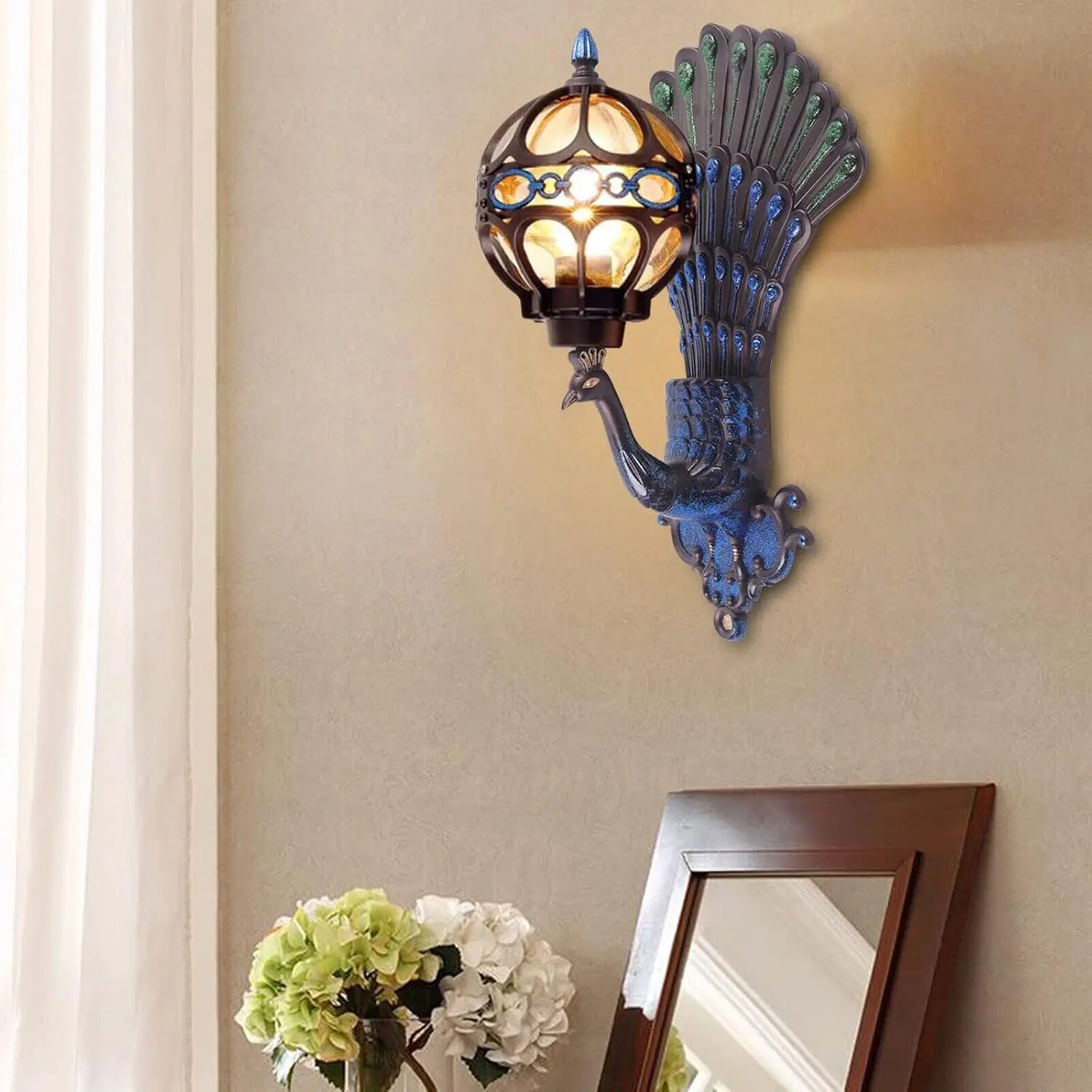 Peacock Wall Light LED Sconce Antique Waterproof IP65
