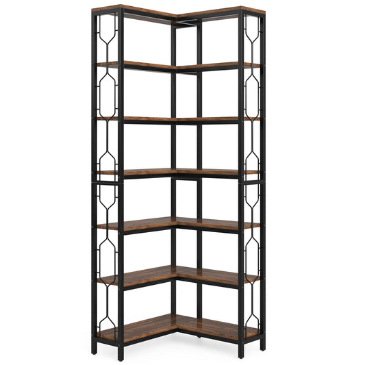 Tribesigns Corner Shelf 7 Tier Industrial Wood And Metal Etagere