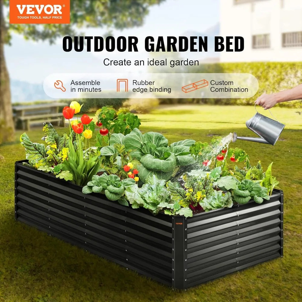 JIAOYING Metal Raised Garden Beds Kit Outdoor Planter