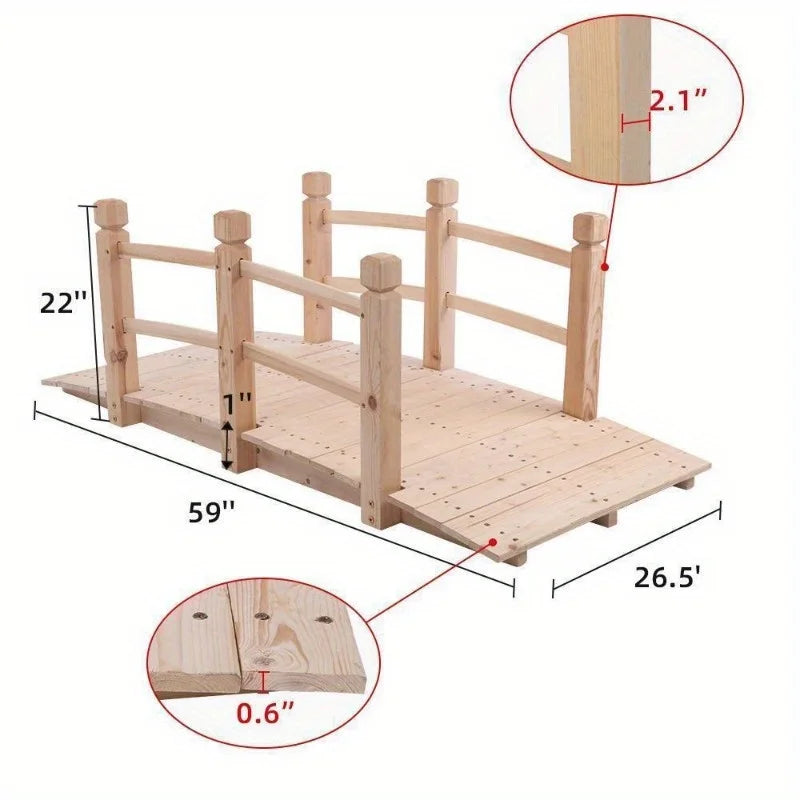 Wooden Bridge Yard Decor Arch Walkway For Garden Pond