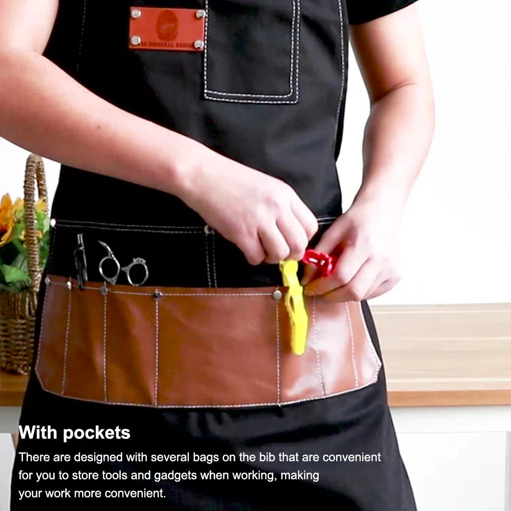 Apron Craftsman Restaurant Kitchen Work Bib Pockets Gardening Aprons