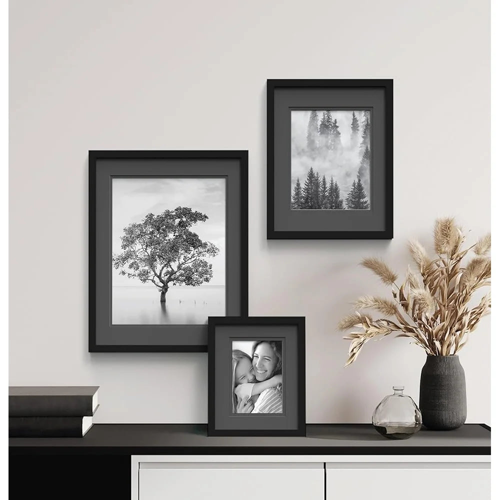 DUTRIEUX Wood Wall Frame With Double Mat Easy Hang Decor