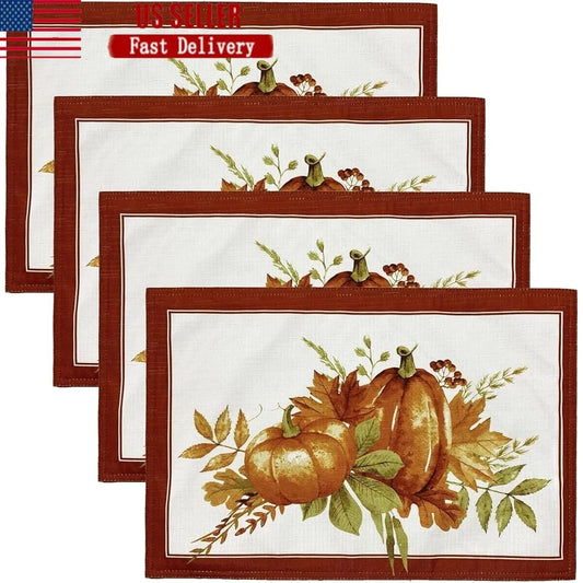 Warm Welcome Decor Autumn Pumpkin Grove Placemats Set of 4
