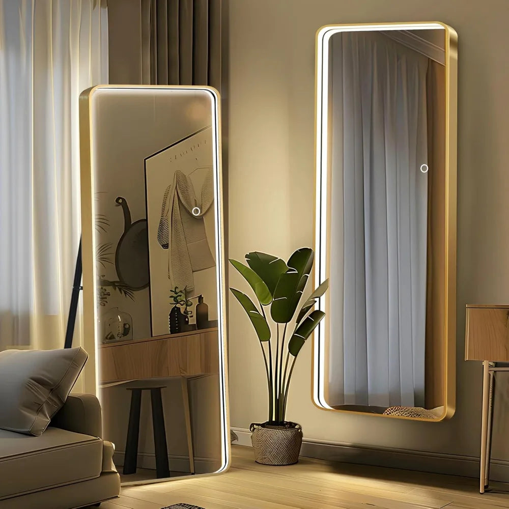 Hignconcerned LED Mirror With Stand And Dimmable Lights