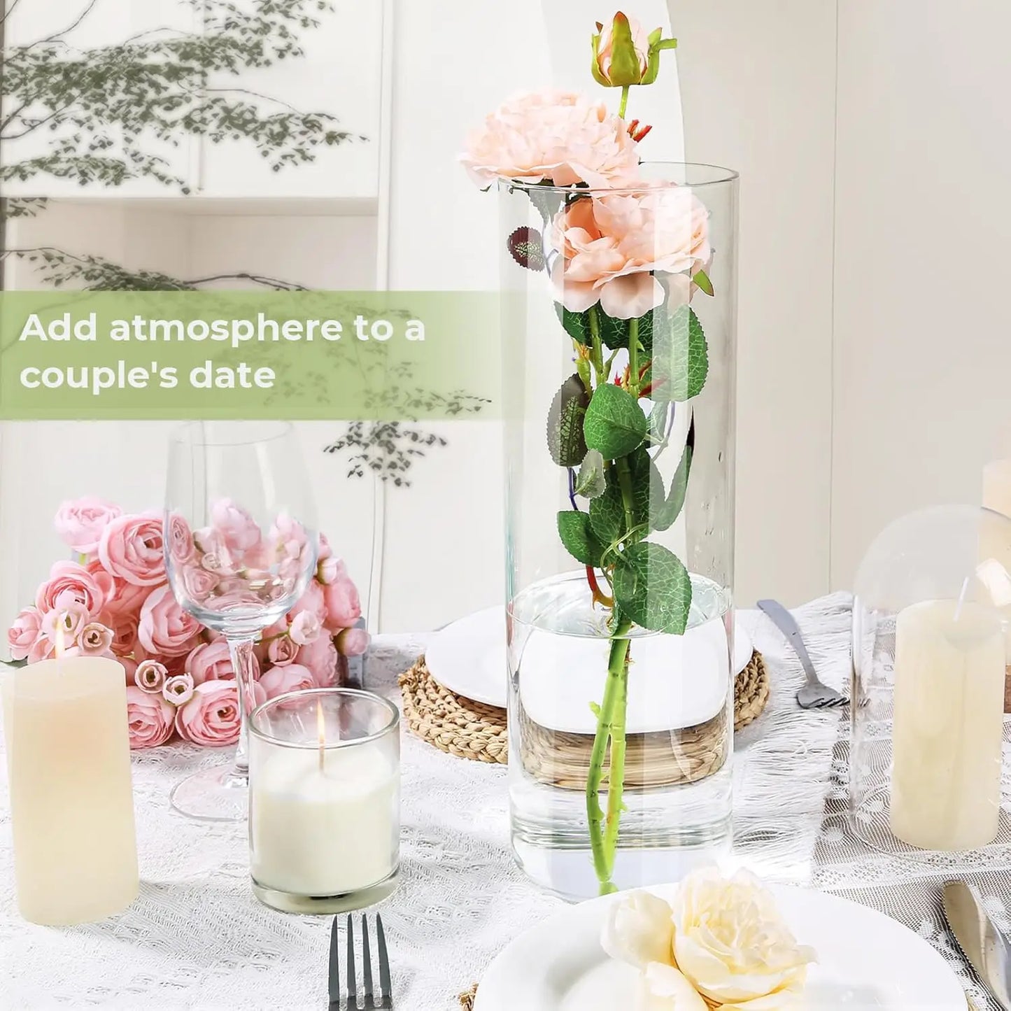 Warm Welcome Decor Glass Cylinder Vases For Centerpieces