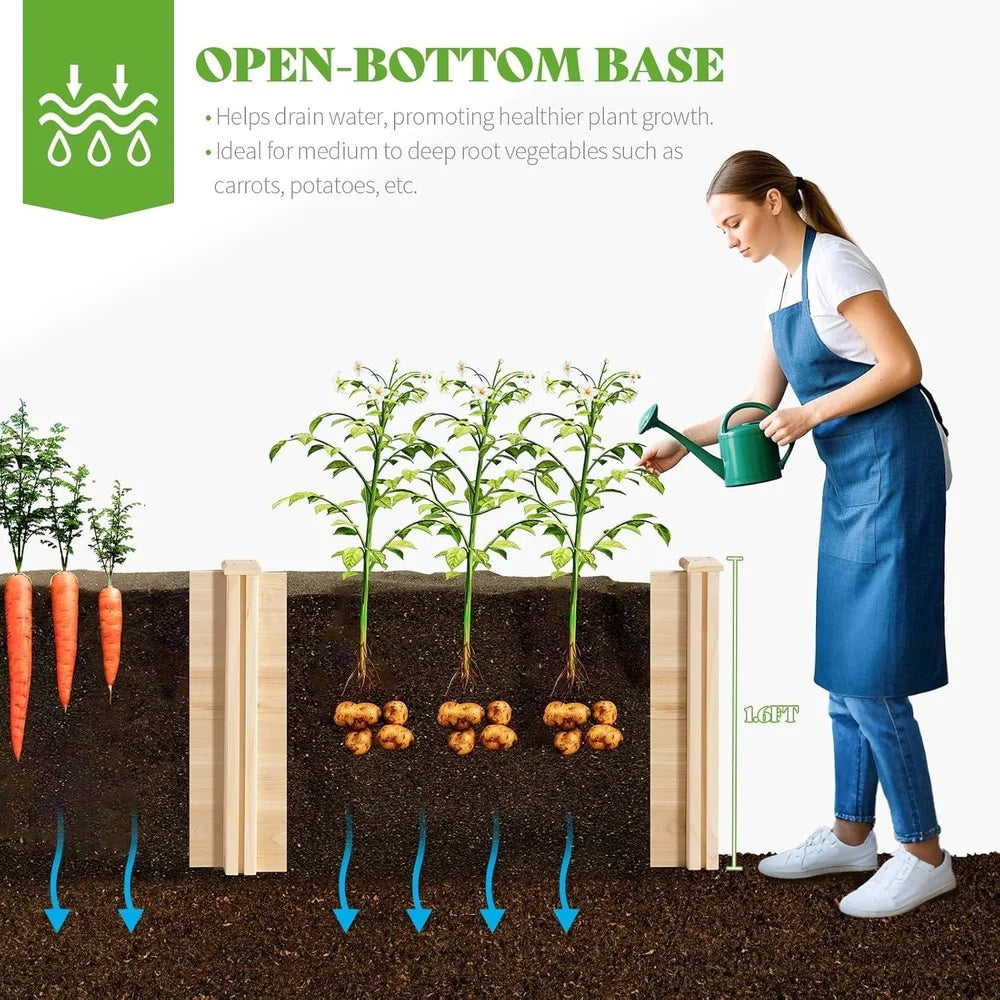 XMSJ Wooden Raised Garden Bed Outdoor Planter Box Vegetables
